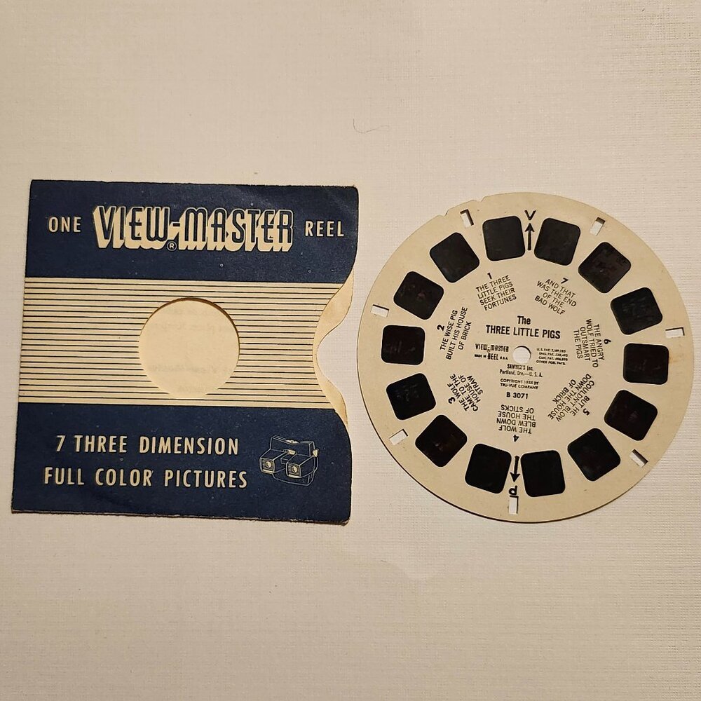 VINTAGE The Three Little Pigs Vintage View Master Reel 1955